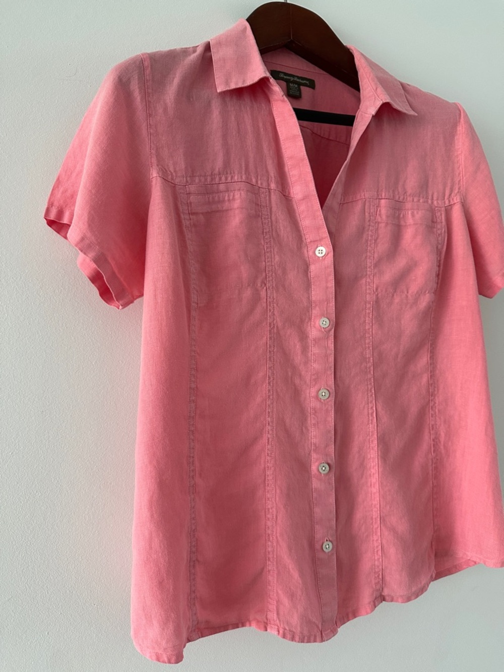 Tommy Bahama Coral Pink Short Sleeve Button-Up Shirt - Picture 3 of 8